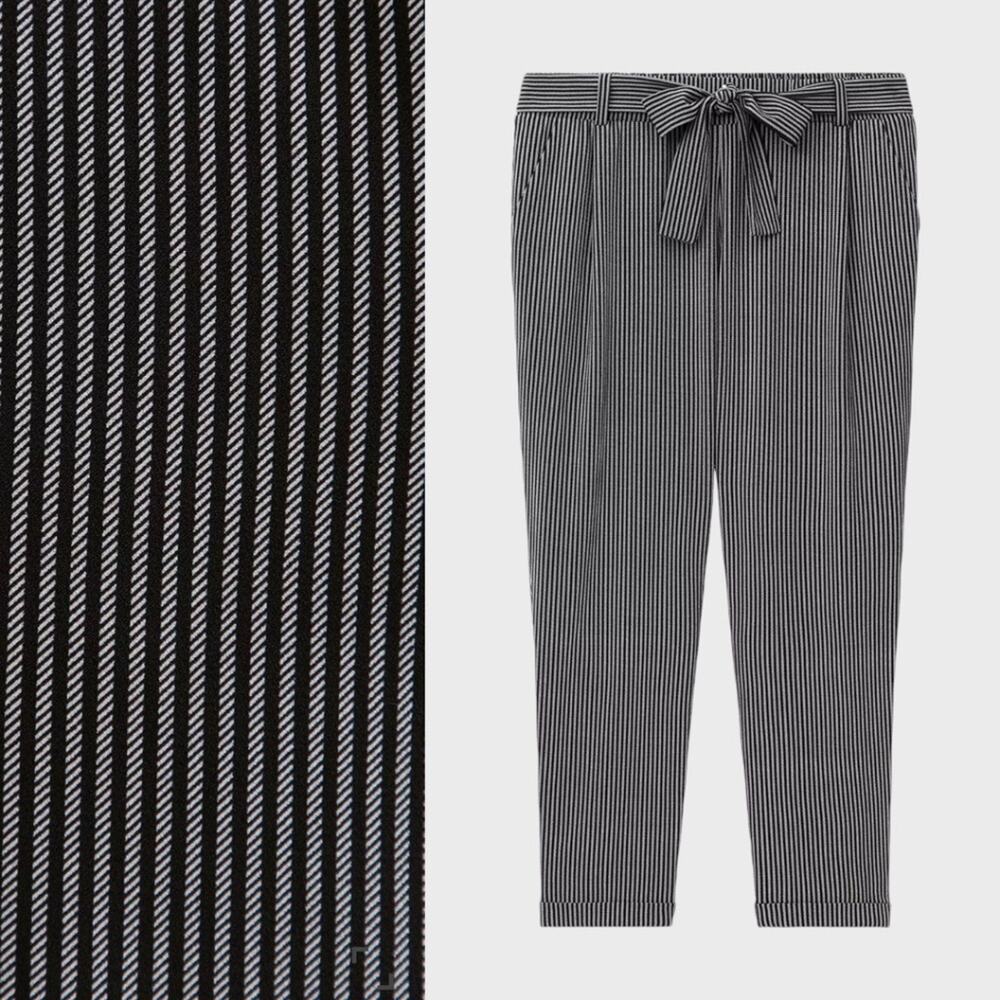 TORRID Black & White Pinstripe Crepe Tapered Pants w/Pockets